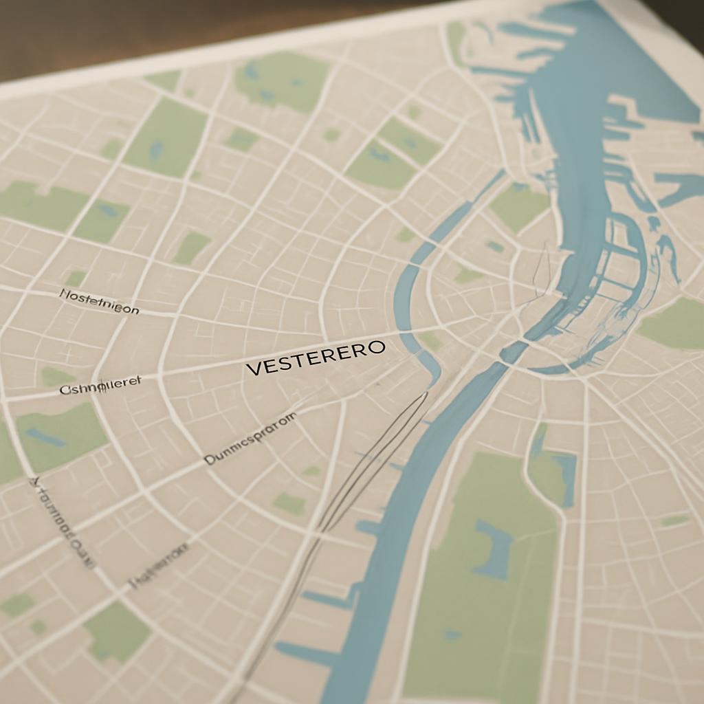 Kort over Hjertets placering på Vesterbro